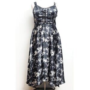 Dasiy Street 2 Black Marble Lace Up Asymmetrical Midaxi Dress 2X 18 20
